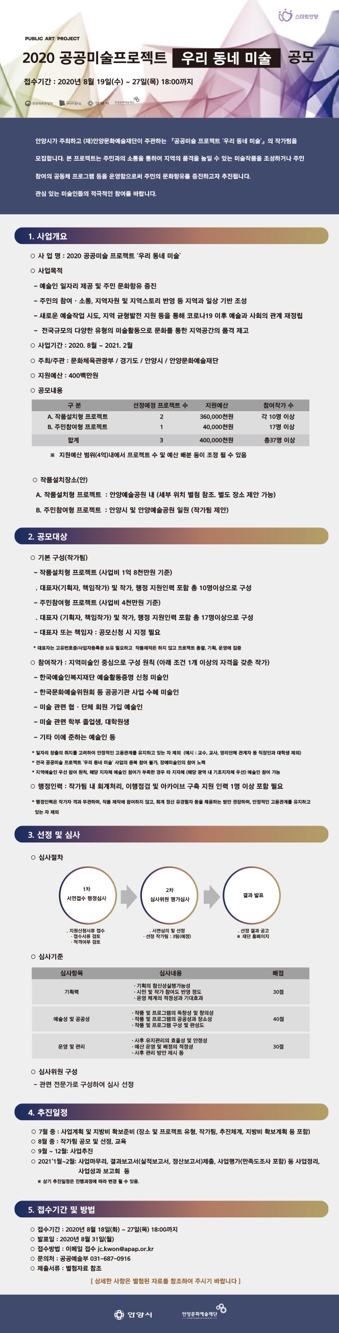 2020 공공미술프로젝트 우리 동네 미술 공모 안내